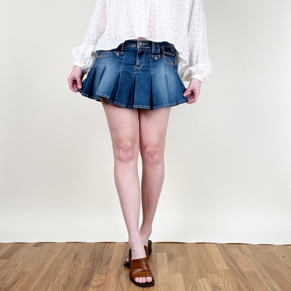 Vintage 90s Y2K Skort Mico Mini Skirt Pleated Preppy Tenniscore Coquette Girl